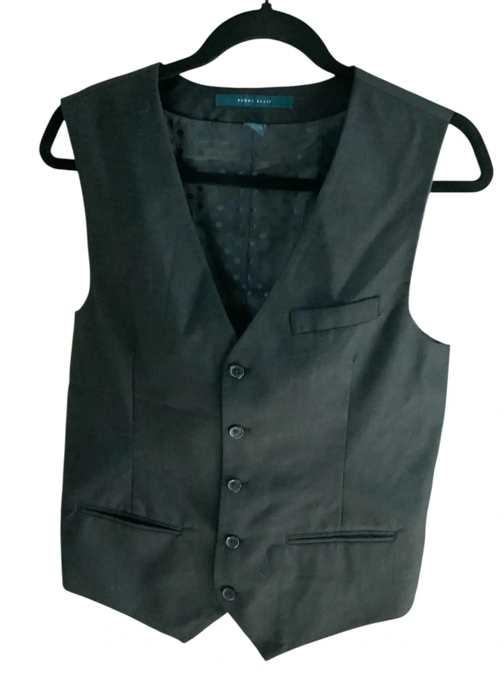 Y2K Perry Ellis Men's Black Gray Vest SZ SMALL